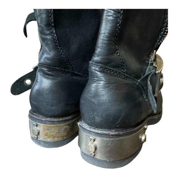 Zigi Girl Tangle Black Leather Heavy Metal Motorcycle Boots - Picture 8 of 9